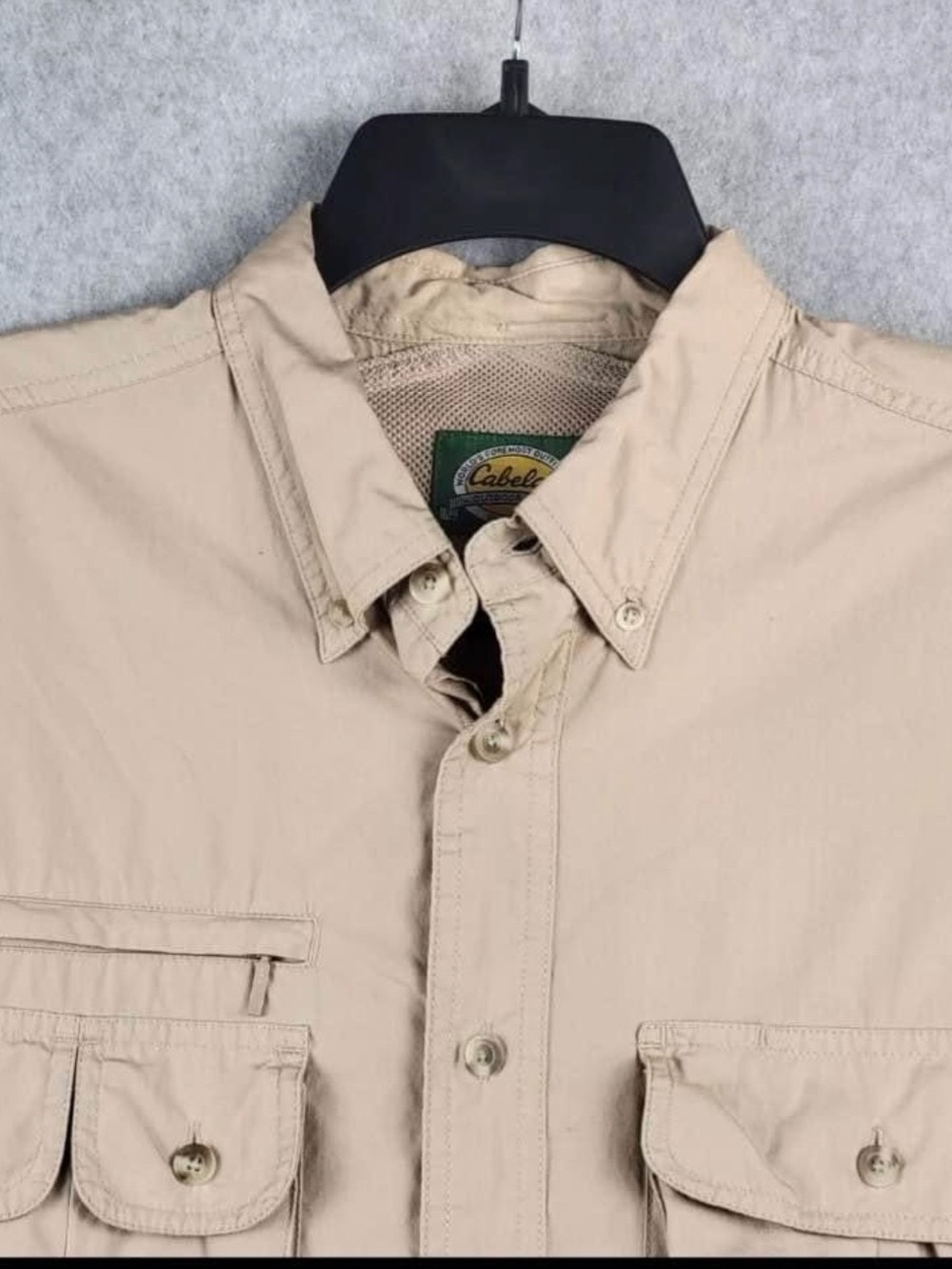 Cabela's Men's Light Khaki Medium Button-Down Outdoor Long Sleeve